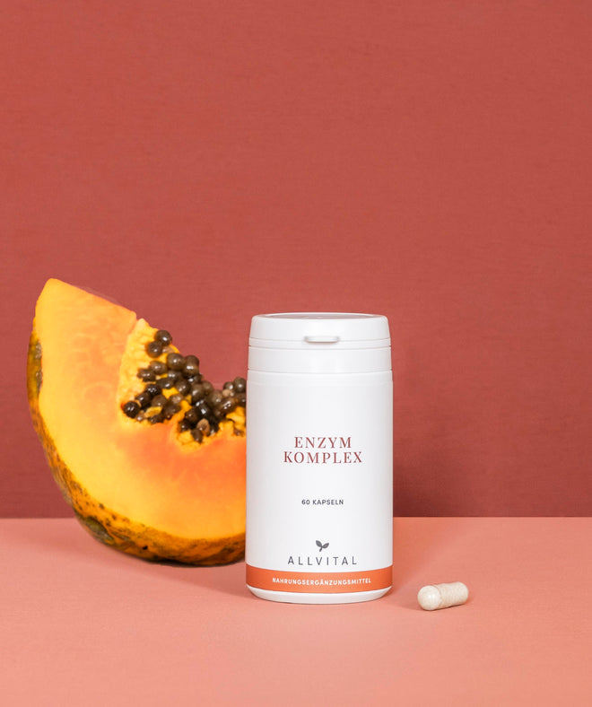 Le complexe enzymatique d'Allvital contient les enzymes digestives importantes amylase, protéase, lactase, lipase et cellulase ainsi que des substances végétales secondaires et des substances amères. Le complexe enzymatique d'Allvital contient les enzymes digestives importantes amylase, protéase, lactase, lipase et cellulase ainsi que des substances végétales secondaires et des substances amères.