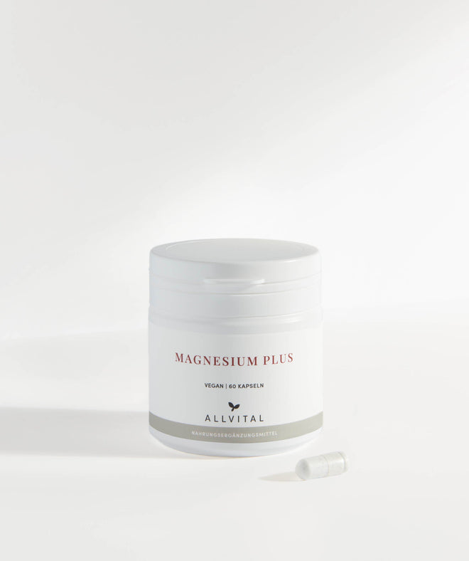 Allvital Magnesium Plus vegan contient du magnésium. Aide en cas de stress, d'agitation intérieure, de troubles de la concentration et de troubles du sommeil. Allvital Magnesium Plus vegan contient du magnésium. Aide en cas de stress, d'agitation intérieure, de troubles de la concentration et de troubles du sommeil.