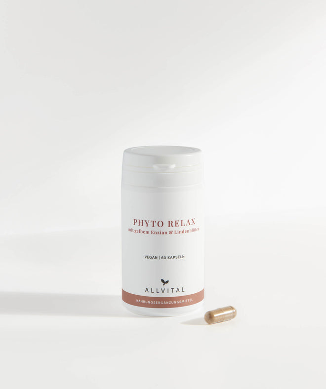 Allvital Phyto Relax est une préparation végétalienne à base de plantes pour favoriser la digestion et la détente. Allvital Phyto Relax est une préparation végétalienne à base de plantes pour favoriser la digestion et la détente.
